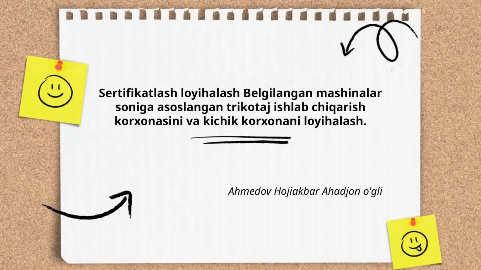 Sertifikatlash loyihalash Belgilangan mashinalar soniga asoslangan trikotaj ishlab chiqarish korxonasini va kichik korxonani loyihalash