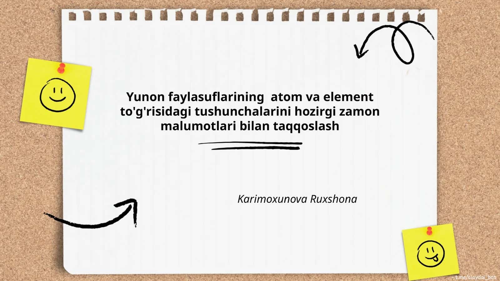 Yunon faylasuflarining atom va element to'g'risidagi tushunchalarini hozirgi zamon malumotlari bilan taqqoslash