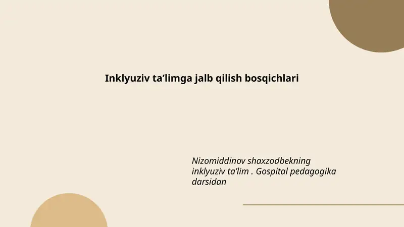 Inklyuziv taʼlimga jalb qilish bosqichlari