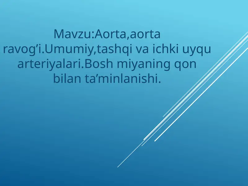 Aorta va aortaravog’i