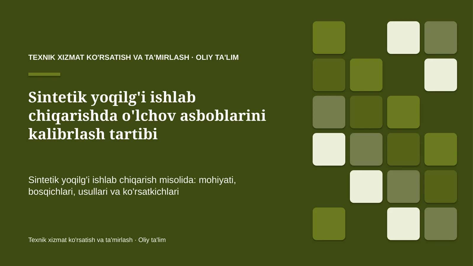 sintetik yoqilg'i ishlab chiqarishda o'lchov asboblarini kalibrlash tartibi 1986