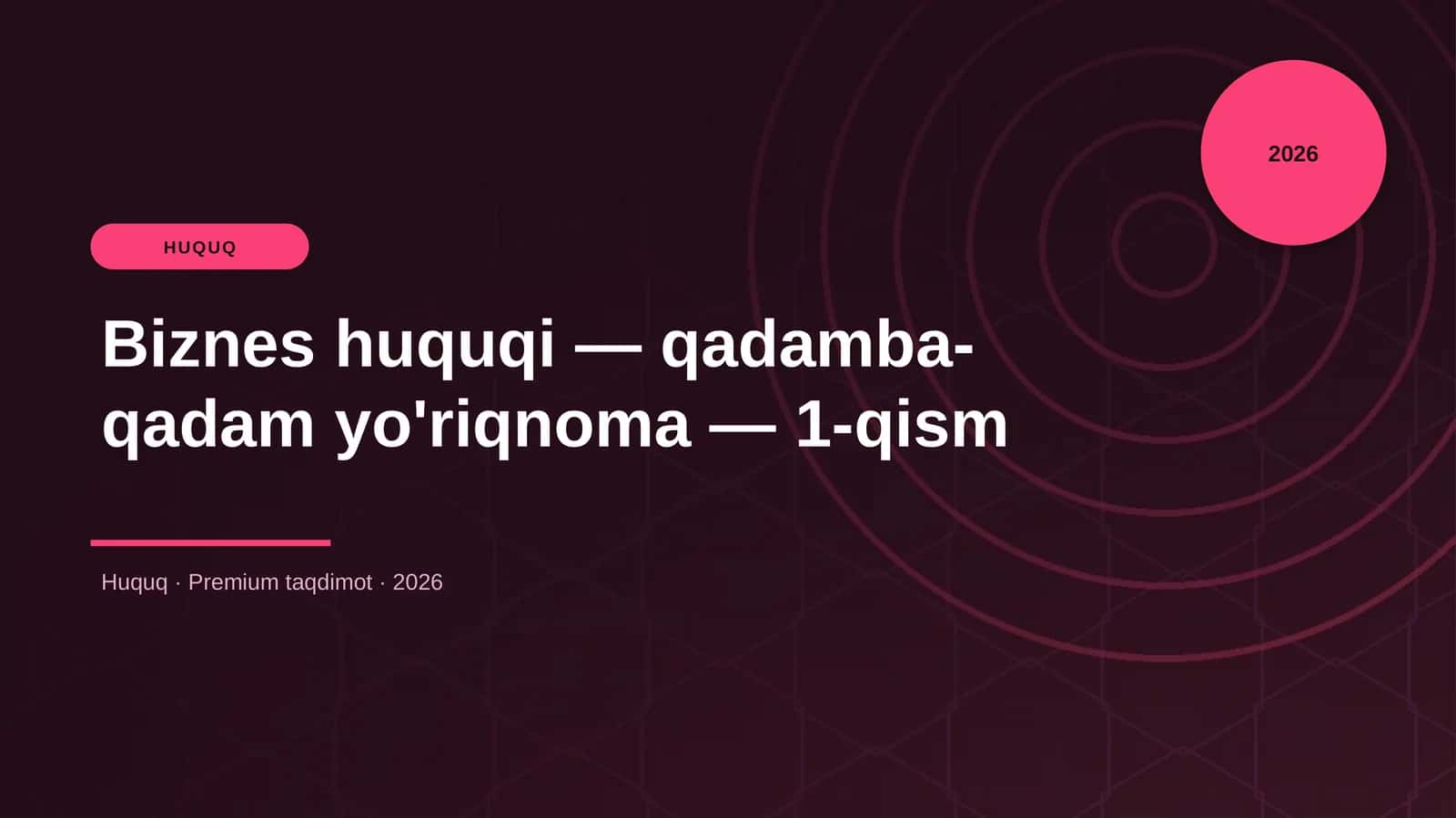 Biznes huquqi — qadamba-qadam yo'riqnoma — 1-qism