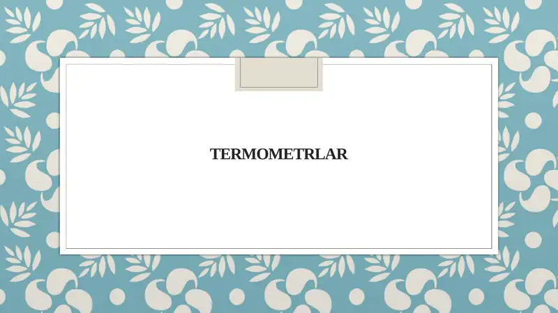 Termometrlar