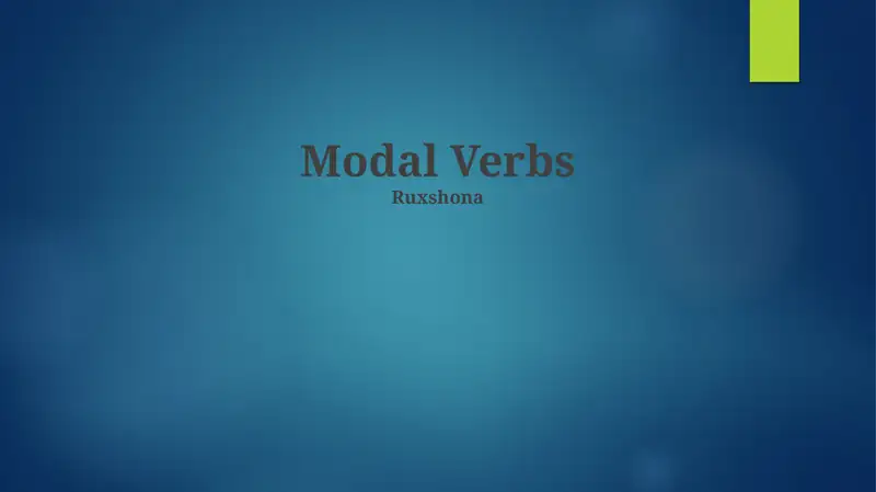Modal Verbs