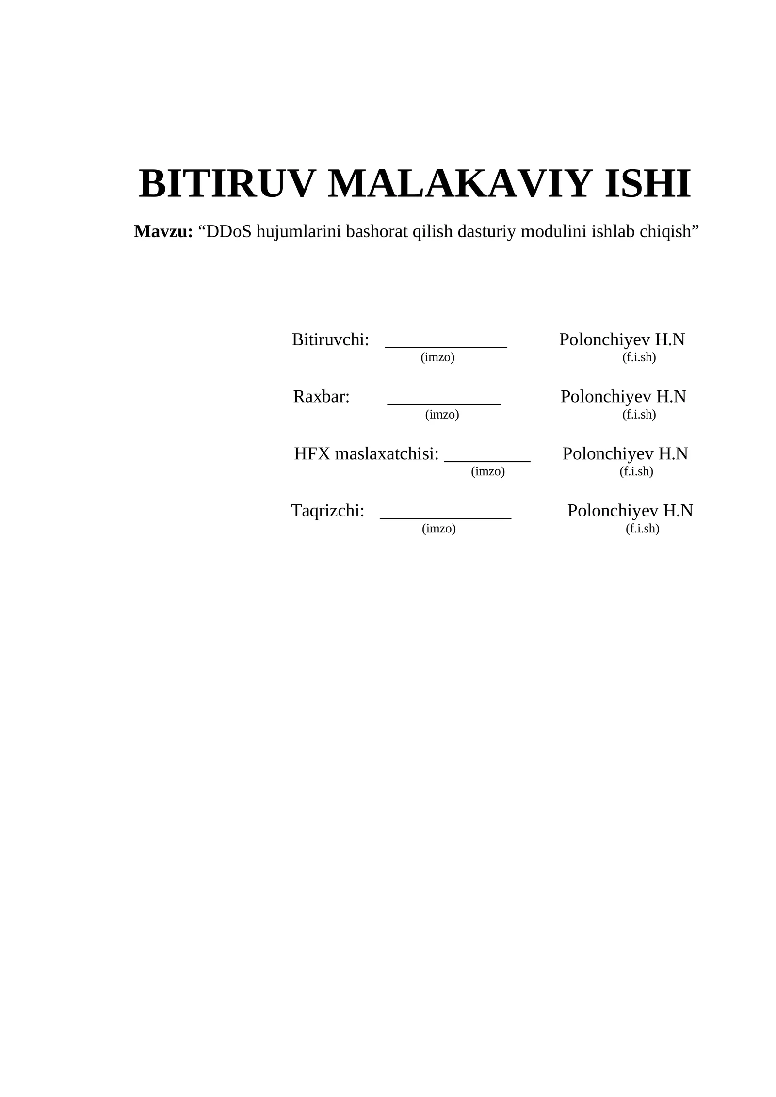 DDoS hujumlarini bashorat qilish dasturiy modulini ishlab chiqish