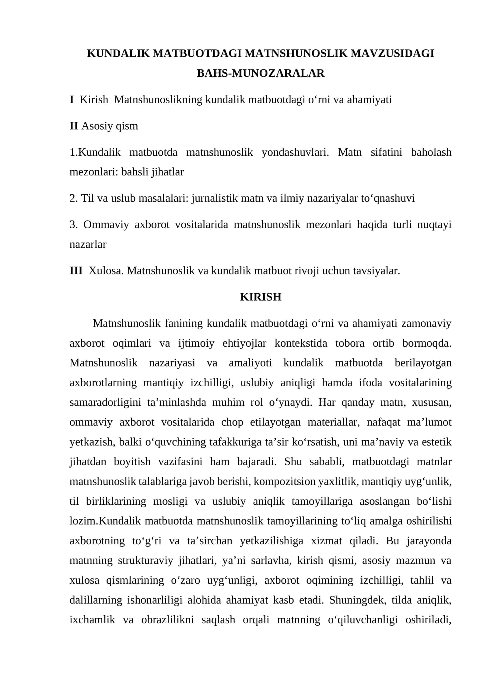 Kundalik Matbuotdagi Matnshunoslik Mavzusidagi Bahs-Munozaralar