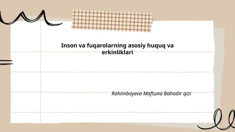 Inson va fuqarolarning asosiy huquq va erkinliklari