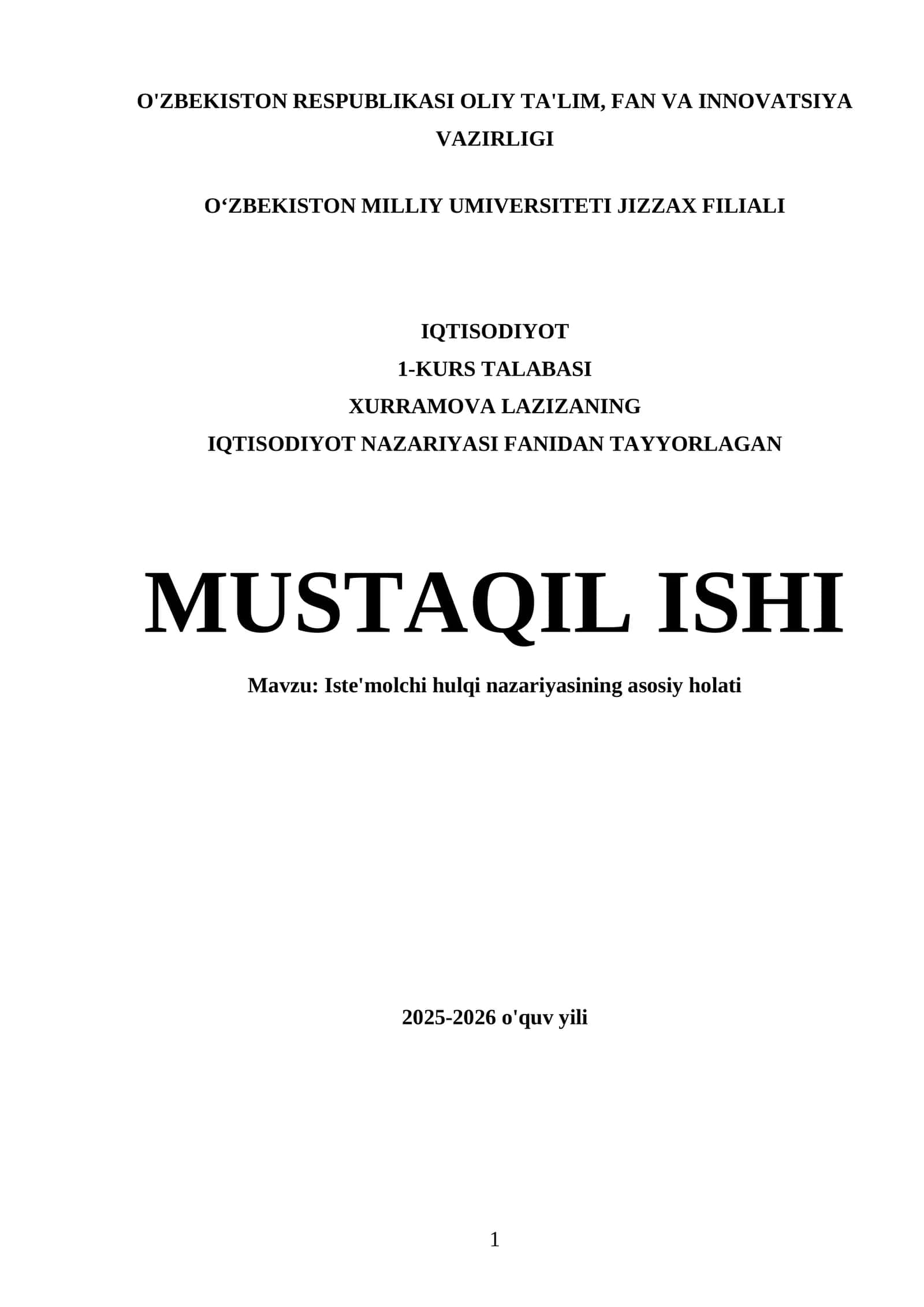 Iste'molchi hulqi nazariyasi
