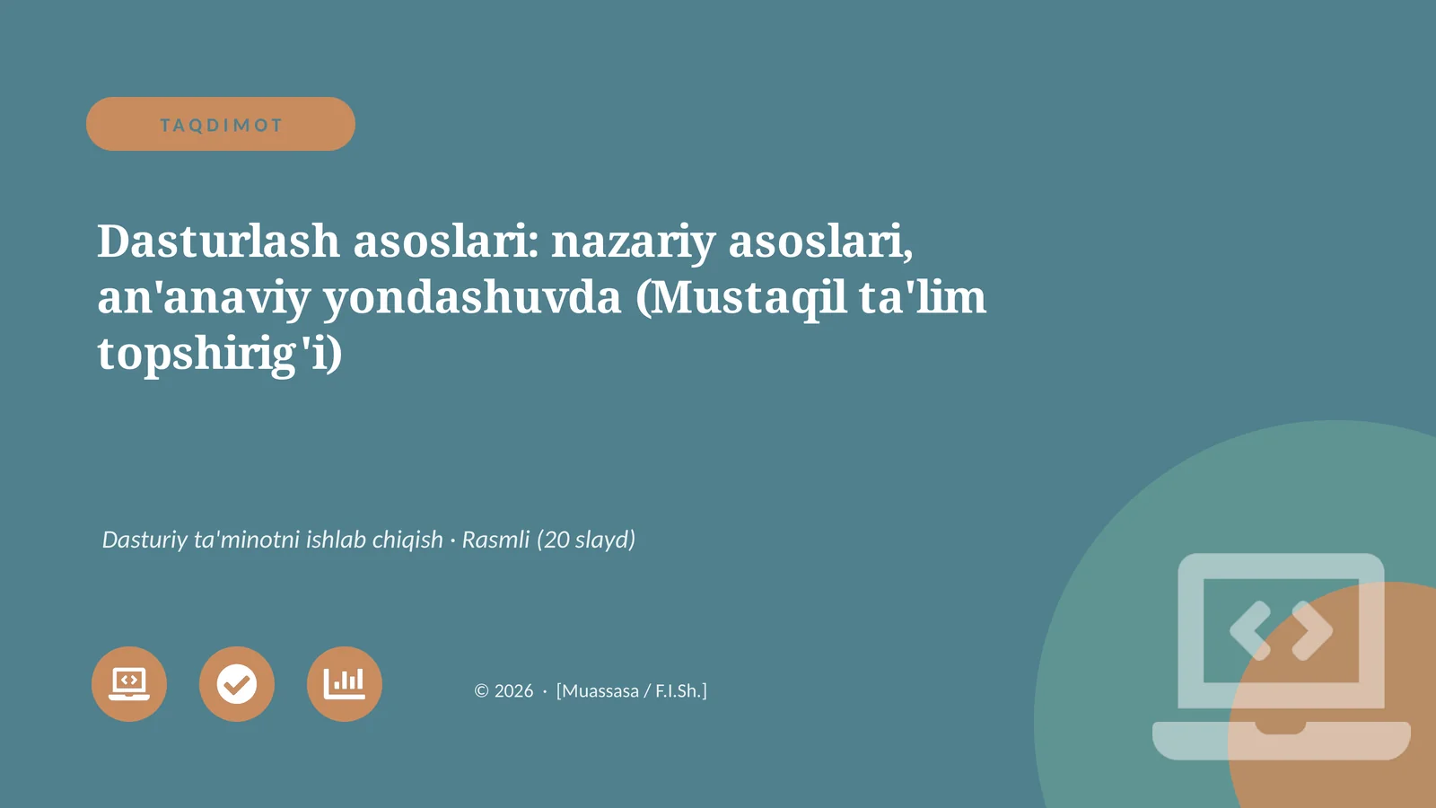 Dasturlash asoslari: nazariy asoslari, an'anaviy yondashuvda
