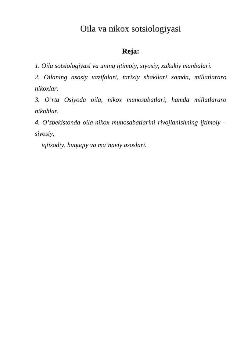 Oila va nikox sotsiologiyasi