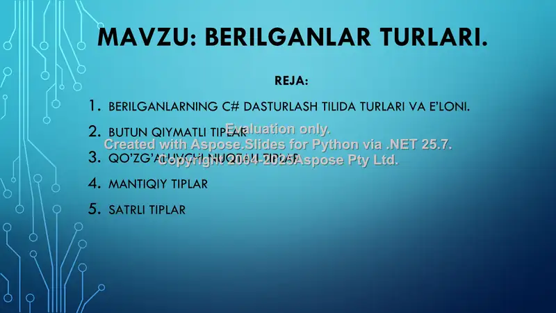 Berilganlar turlari