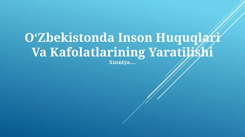 O‘zbekistonda Inson Huquqlari Va Kafolatlarining Yaratilishi