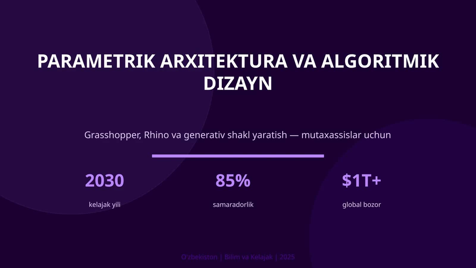 PARAMETRIK ARXITEKTURA VA ALGORITMIK DIZAYN