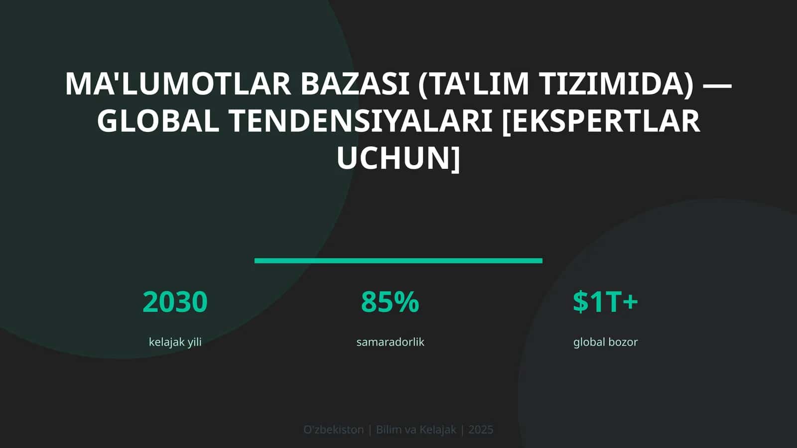 Ma'lumotlar bazasi (ta'lim tizimida) — global tendensiyalari [ekspertlar uchun]
