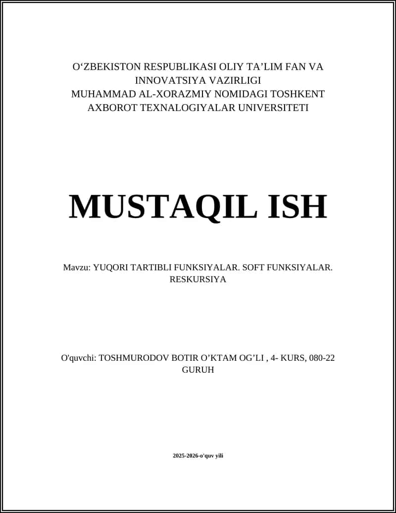 Yuqori tartibli funksiyalar