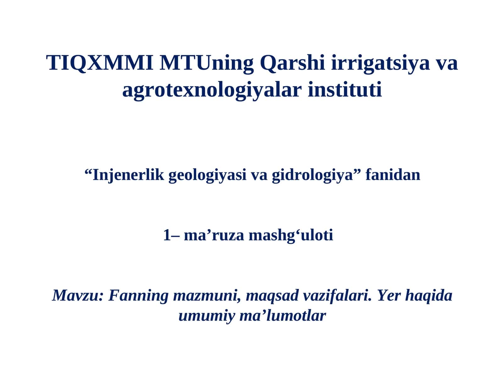 TIQXMMI MTUning Qarshi irrigatsiya va agrotexnologiyalar instituti