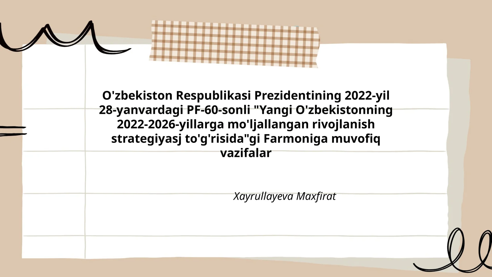 Yangi O'zbekistonning 2022-2026-yillarga mo'ljallangan rivojlanish strategiyasi
