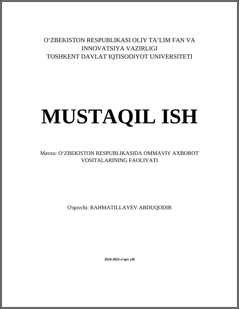 Ommaviy axborot vositalarining erkinligi