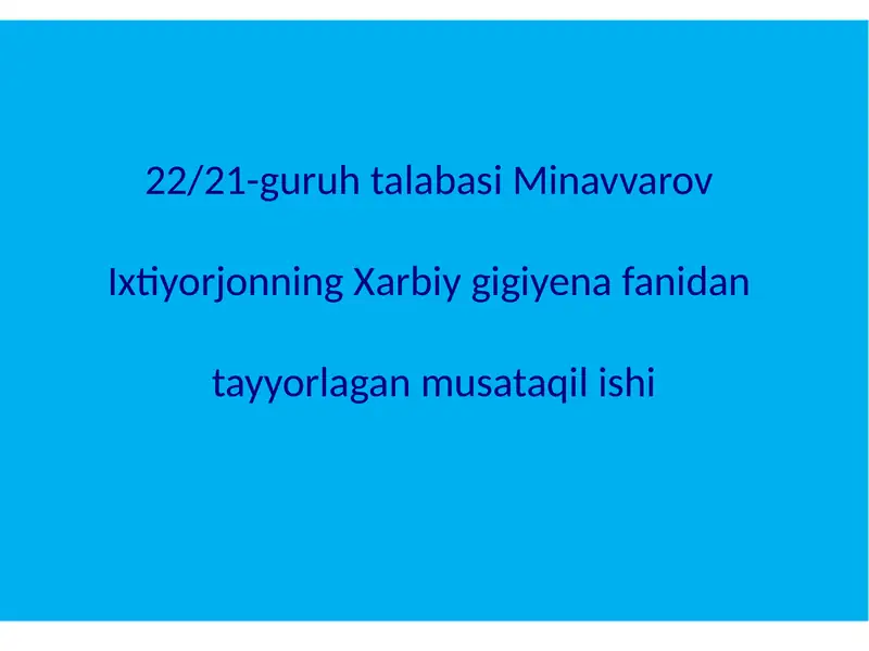 Gigiena fanining rivojlanishi