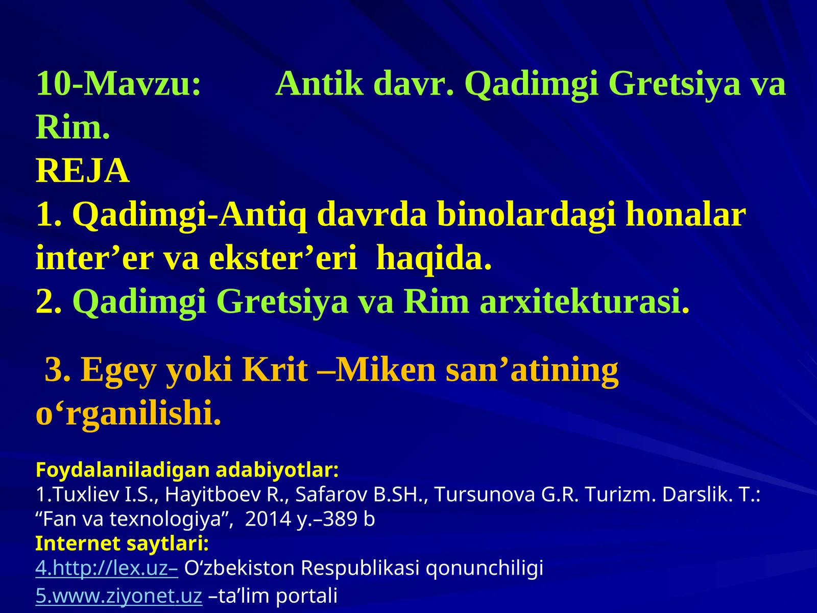 Antik davr. Qadimgi Gretsiya va Rim