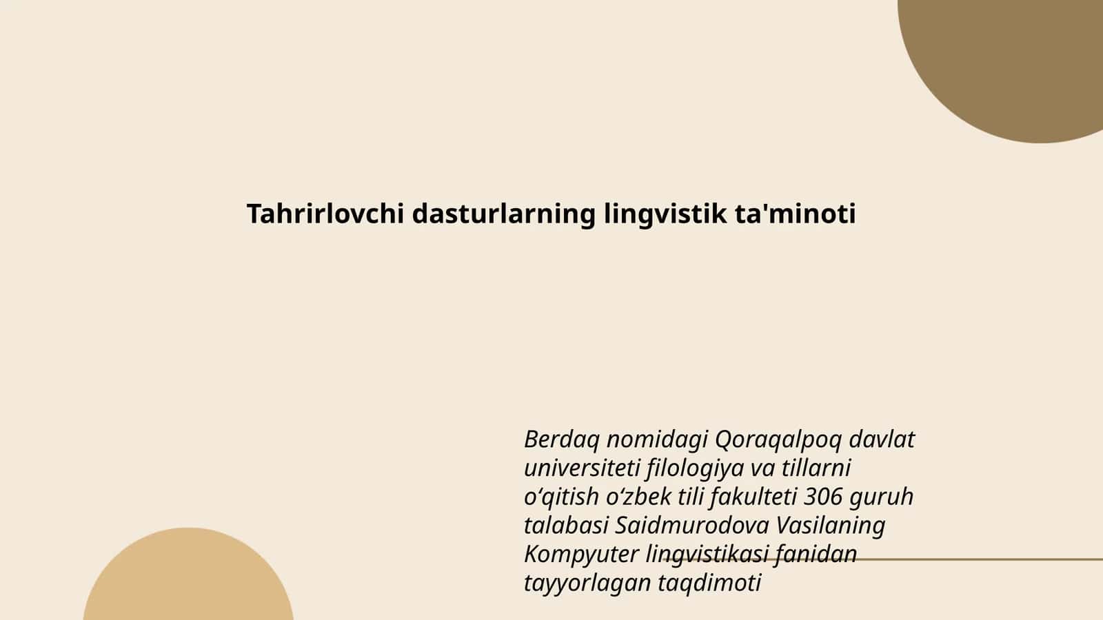 Tahrirlovchi dasturlarning lingvistik ta'minoti