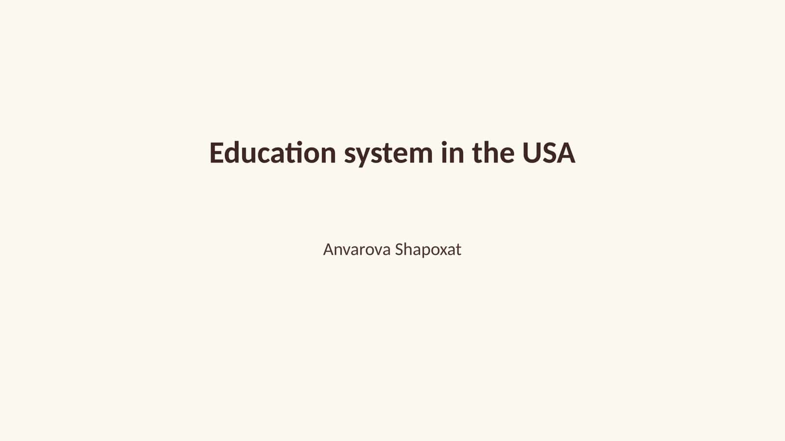 Education system in the USA
