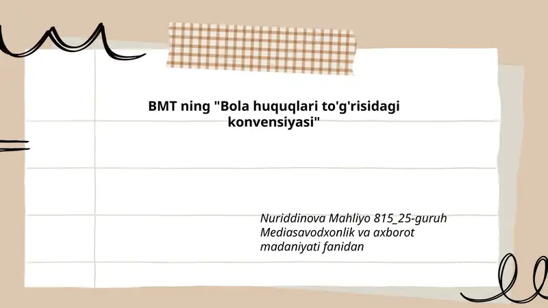 BMT ning "Bola huquqlari to'g'risidagi konvensiyasi"