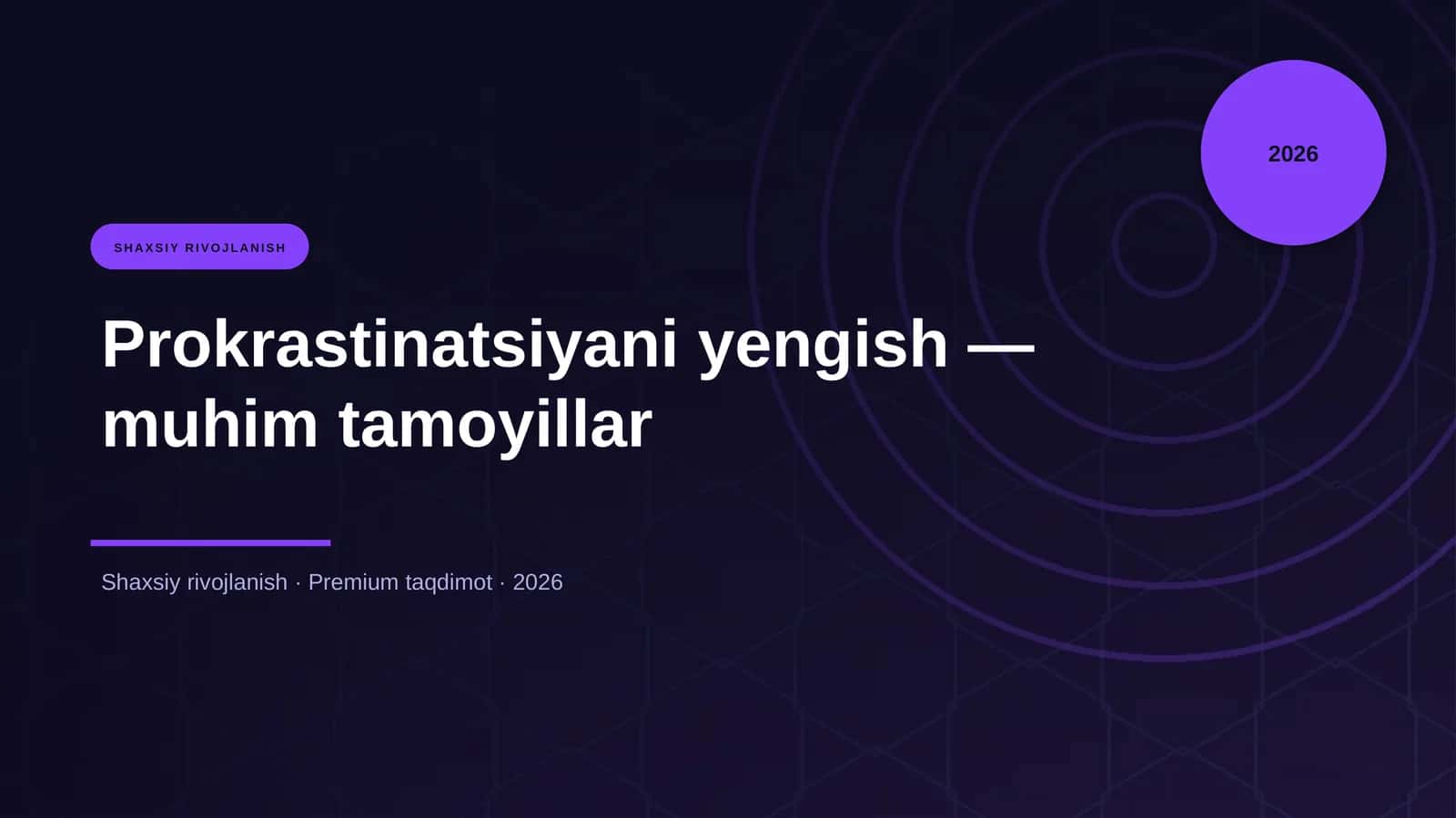 Prokrastinatsiyani yengish — muhim tamoyillar