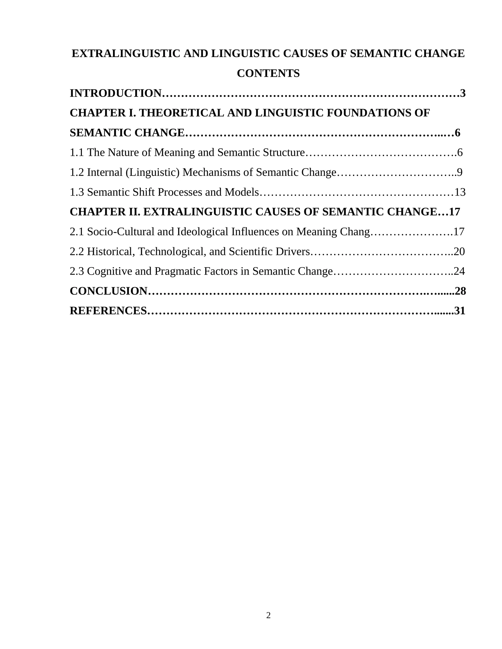EXTRALINGUISTIC AND LINGUISTIC CAUSES OF SEMANTIC CHANGE