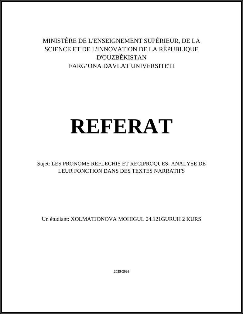 Pronoms réfléchis et réciproques dans des textes narratifs
