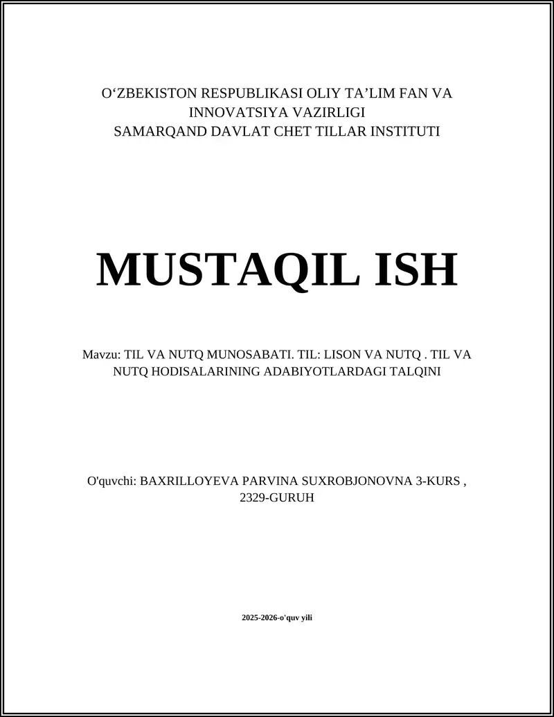 Til va nutq munosabati