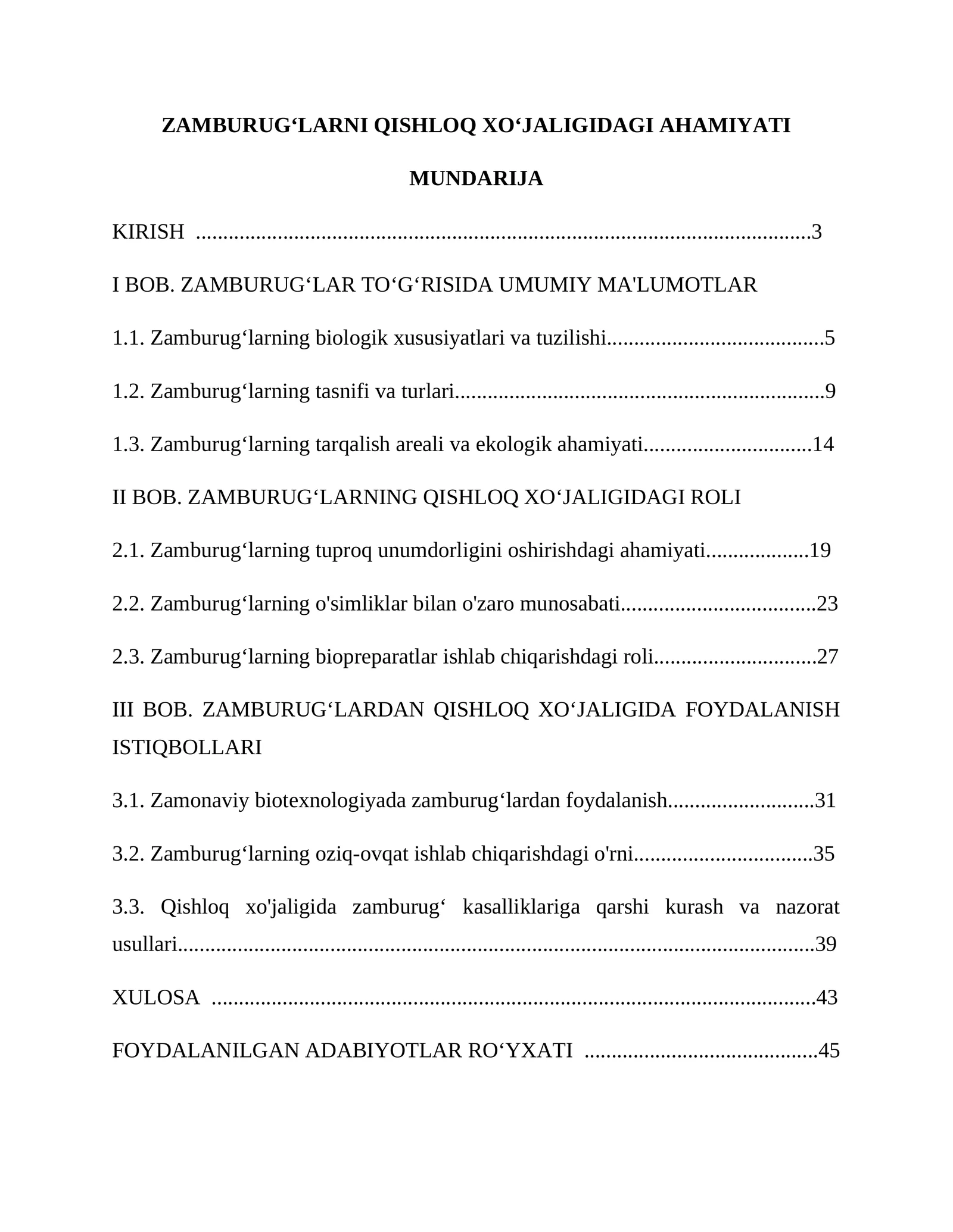 ZAMBURUGʻLARNI QISHLOQ XOʻJALIGIDAGI AHAMIYATI