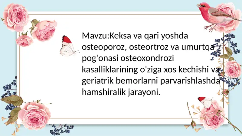 Osteoporoz va qon bosimi kasalliklari