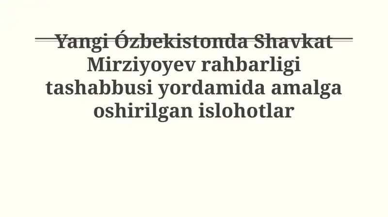 Maʼmuriy islohotlar konsepsiyasi