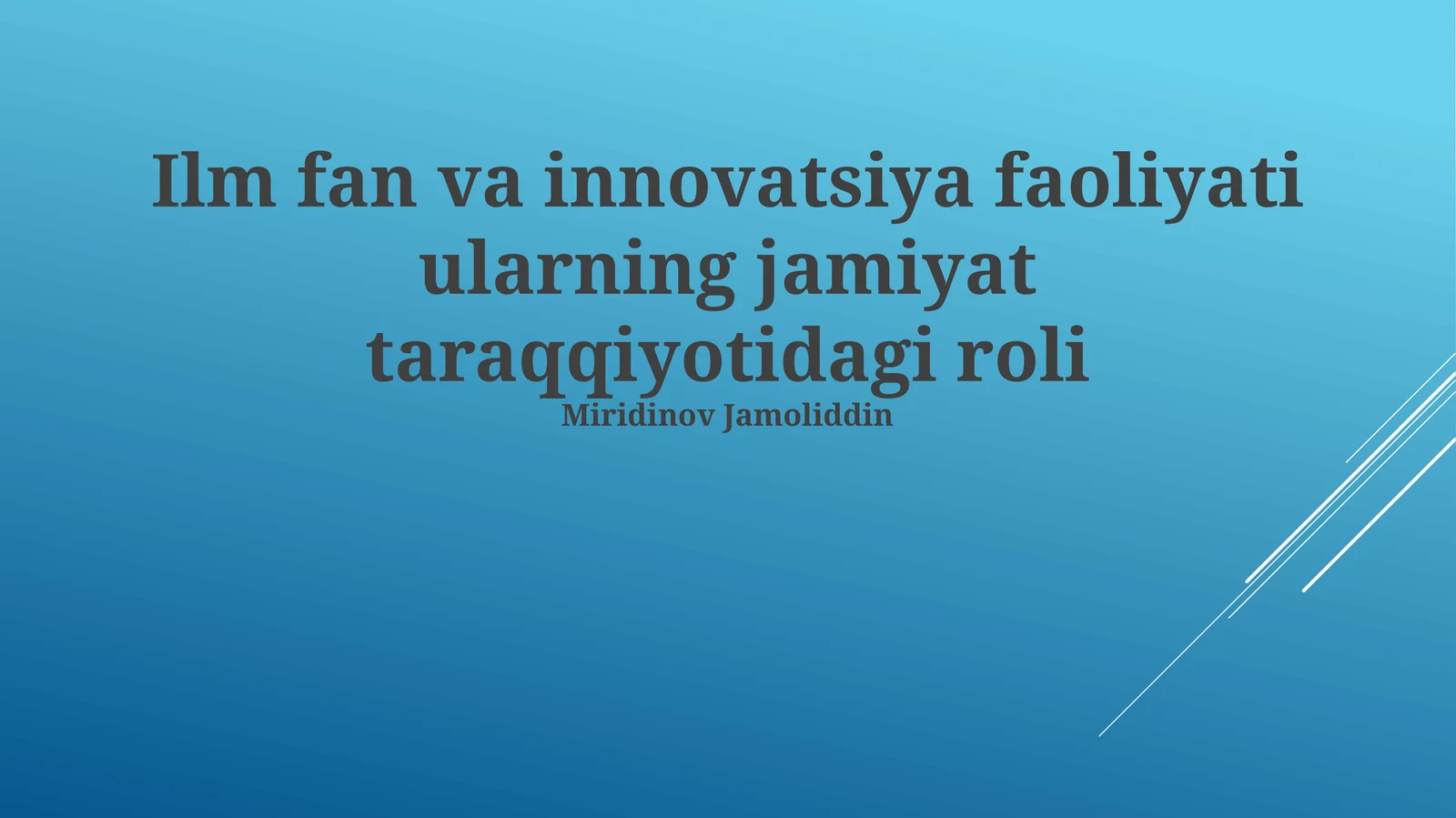 Ekologik muammolarni hal qilishda innovatsiyalar