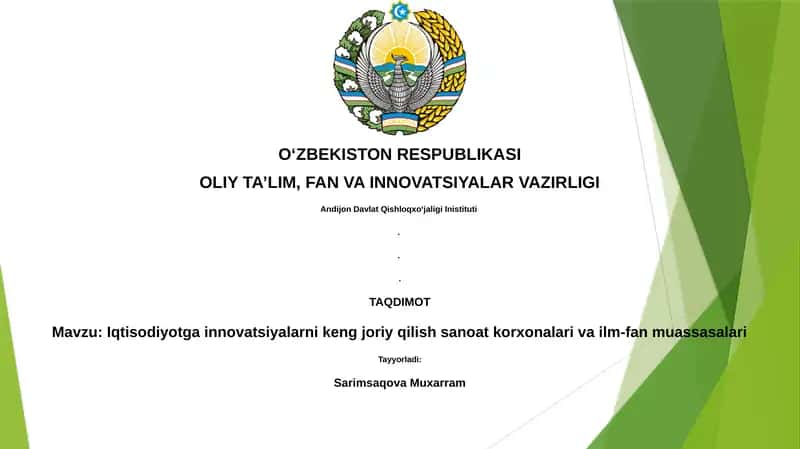 Iqtisodiyotga innovatsiyalarni keng joriy qilish sanoat korxonalari va ilm-fan muassasalari