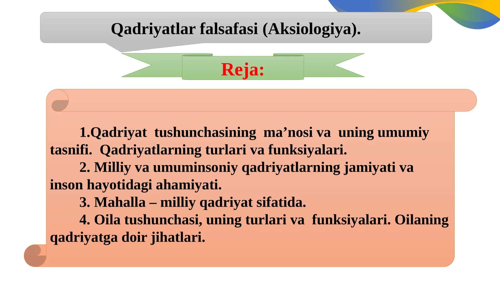 Qadriyatlar falsafasi (Aksiologiya)
