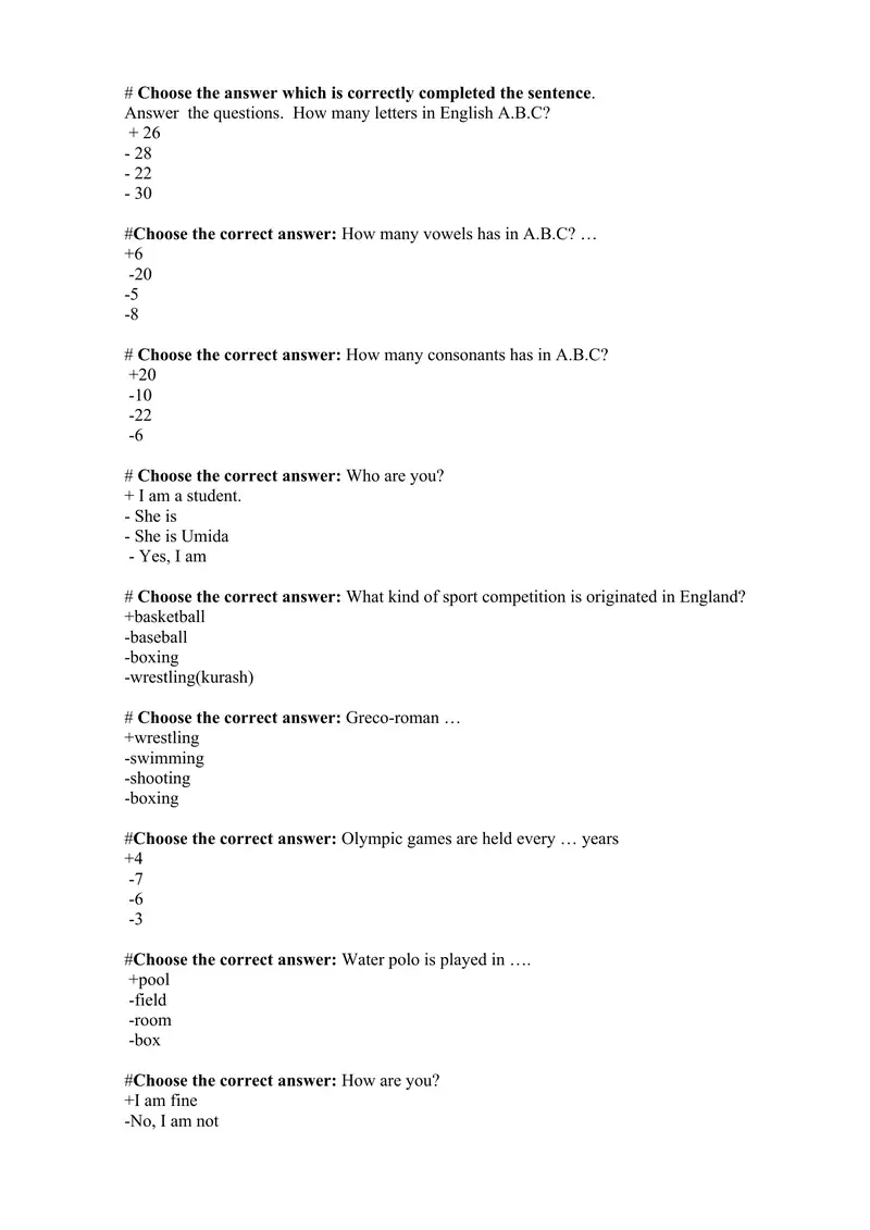 Olympic Games Quiz
