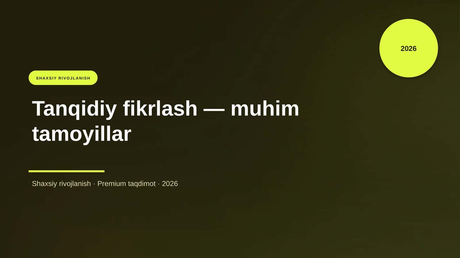 Tanqidiy fikrlash — muhim tamoyillar