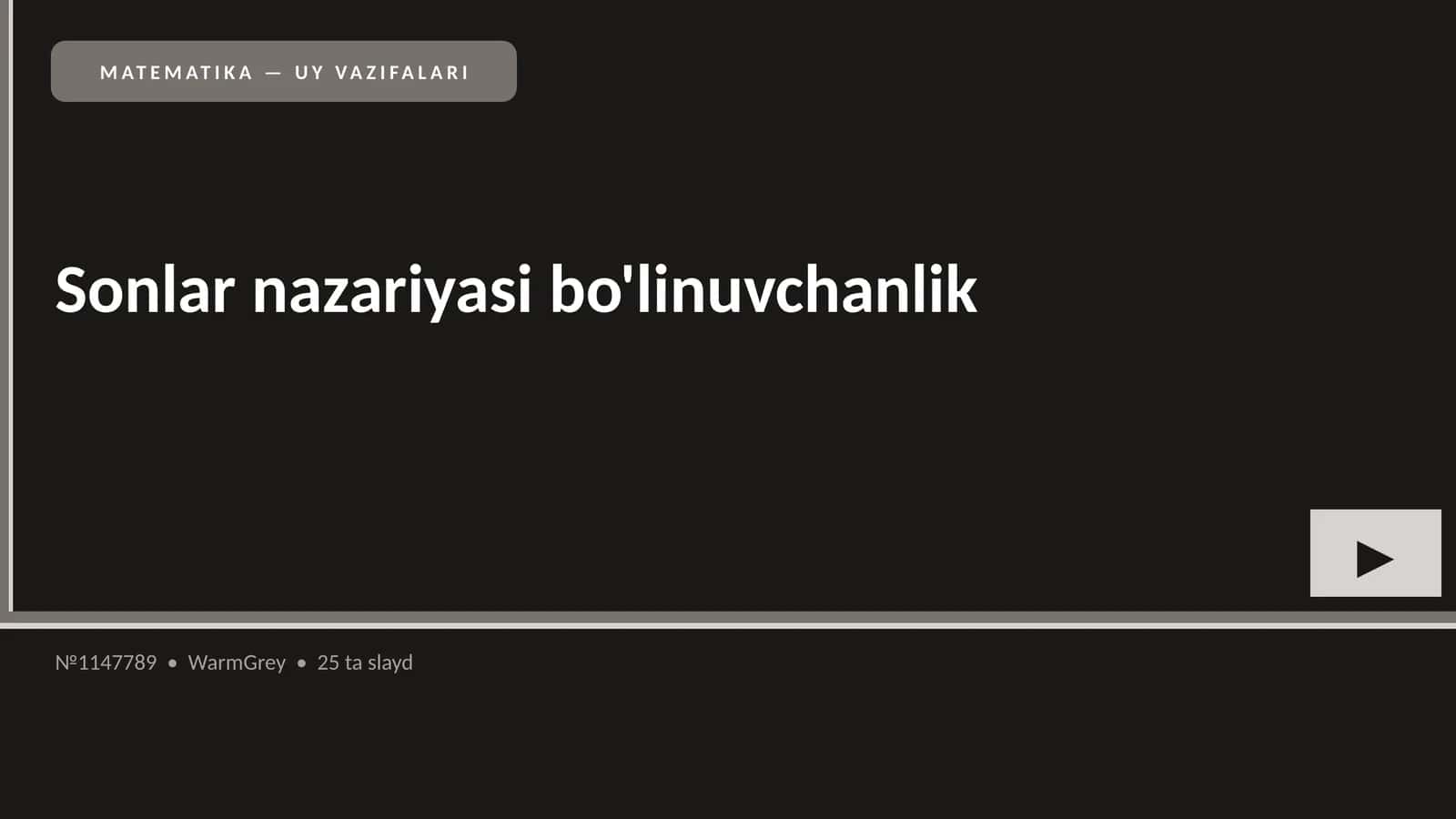 MATEMATIKA — UY VAZIFALARI