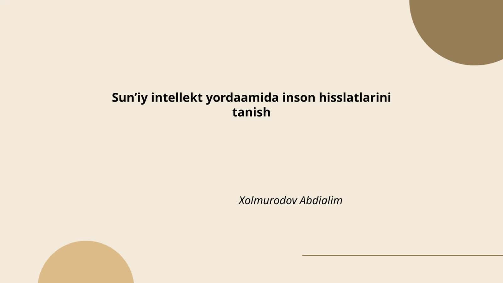 Sun’iy intellekt va his-tuyg'ularni aniqlash texnologiyalari