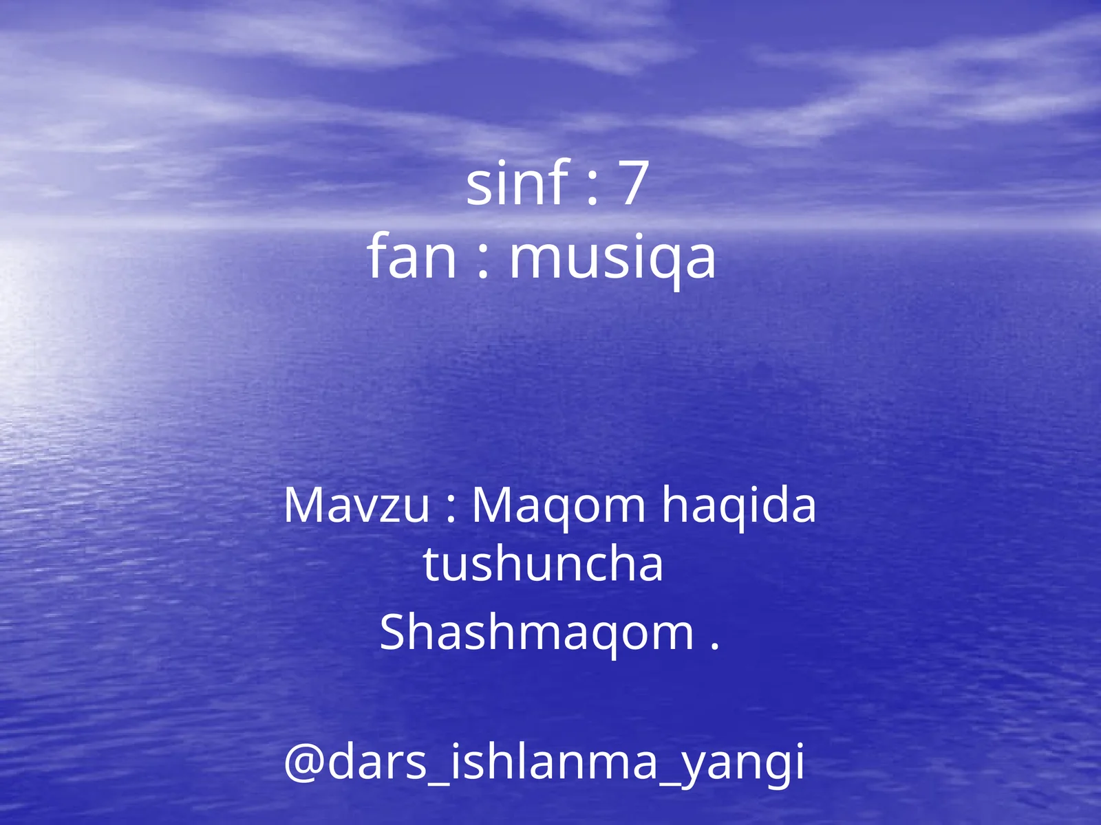 Maqom haqida tushuncha Shashmaqom