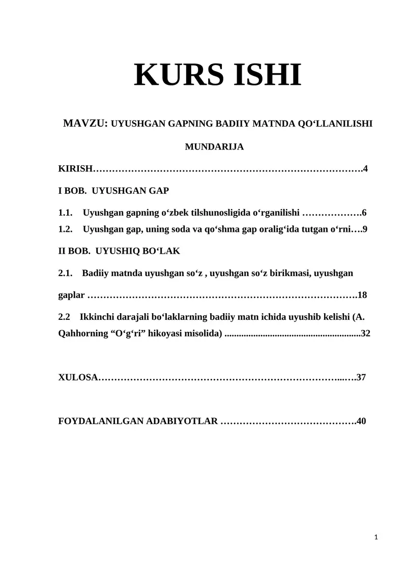 Uyushgan Gapning Badiiy Matnda Qo‘llanilishi