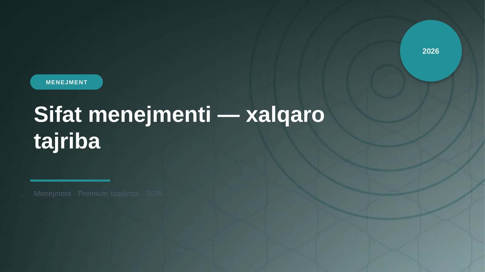 Sifat menejmenti - xalqaro tajriba