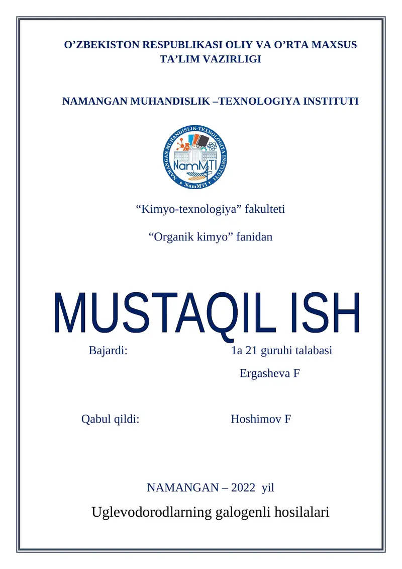 Uglevodorodlarning galogenli hosilalari