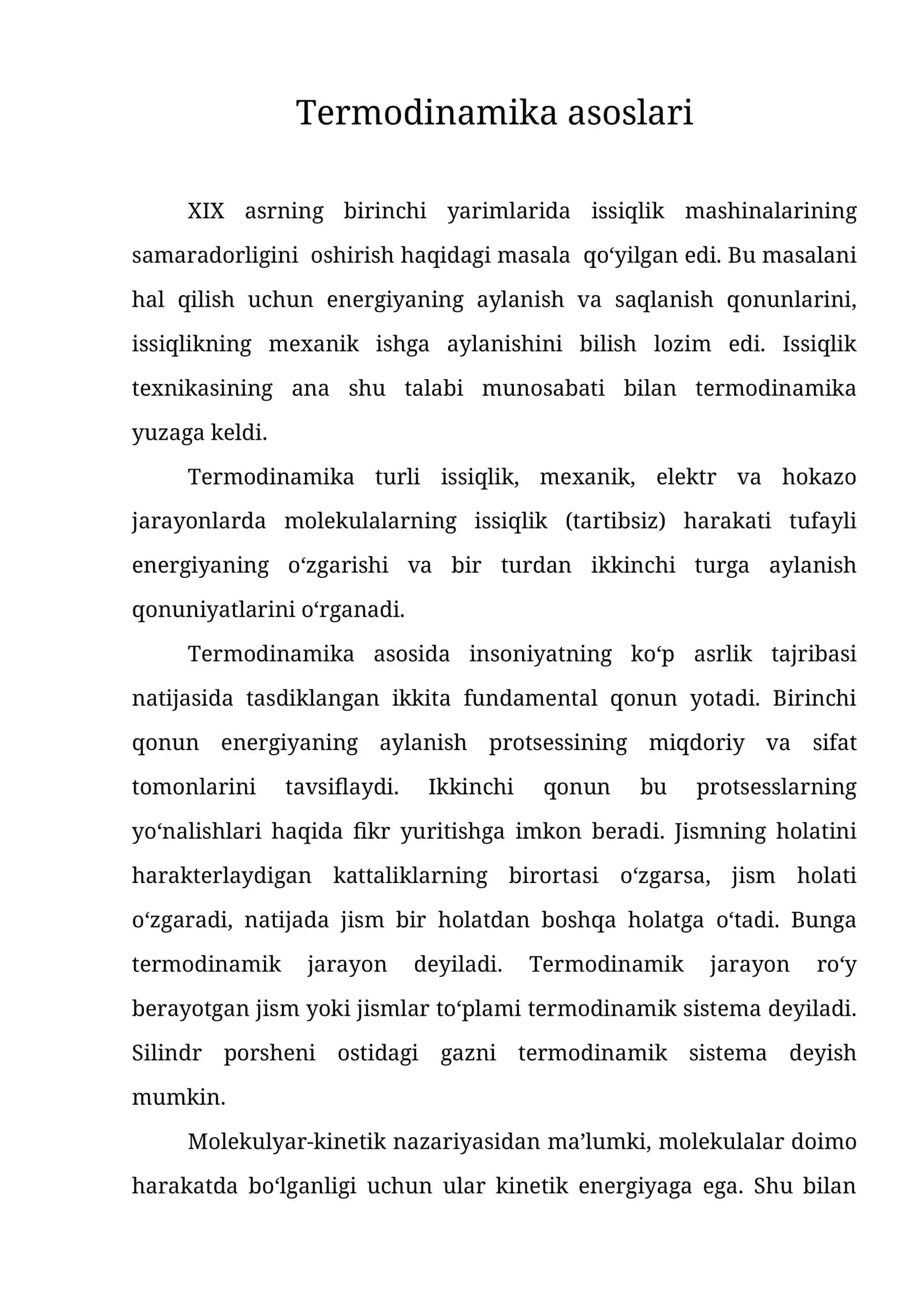 Termodinamika asoslari