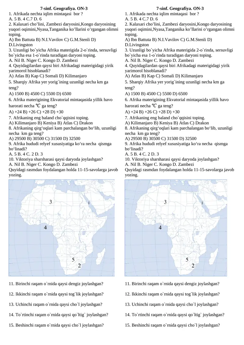 7-sinf. Geografiya. ON-3