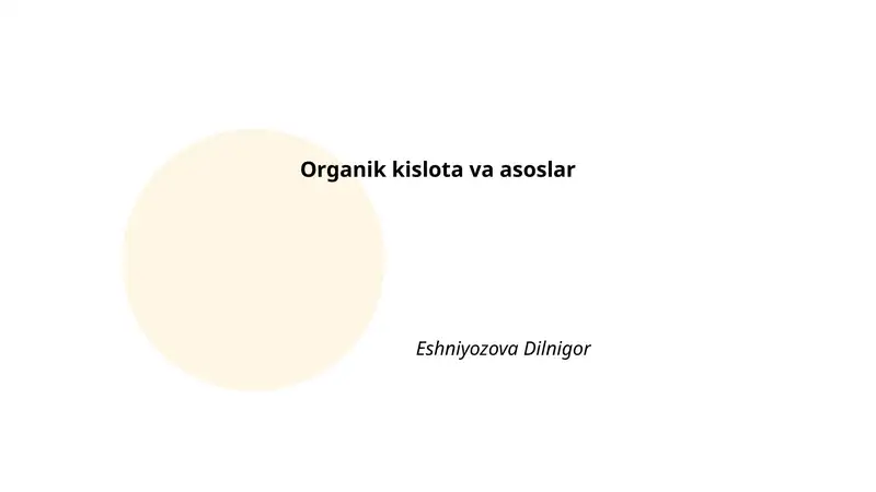 Organik kislota va asoslar