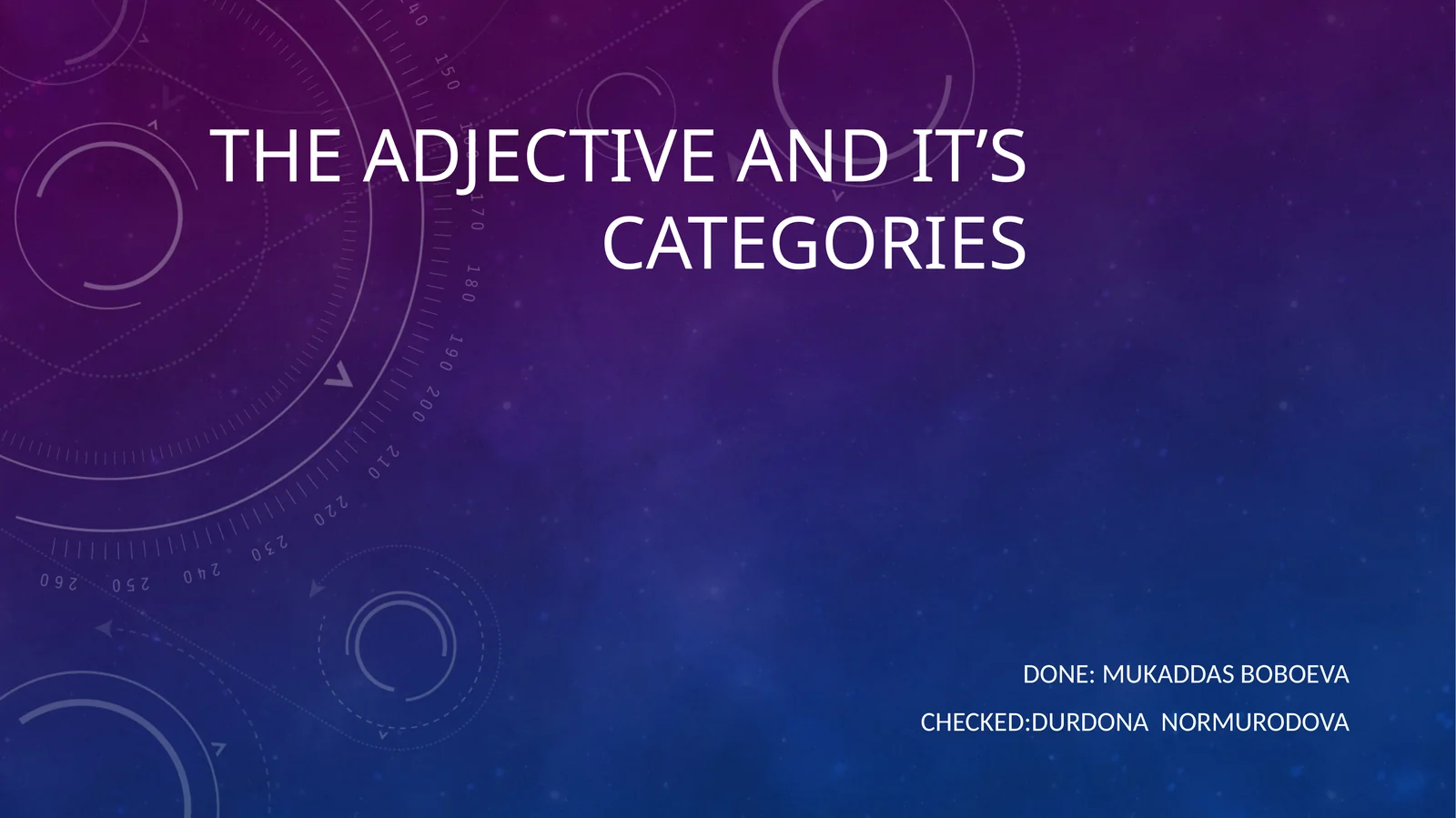 The adjective and its categories