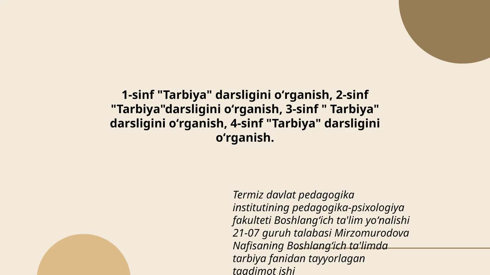 "Tarbiya" darsligi